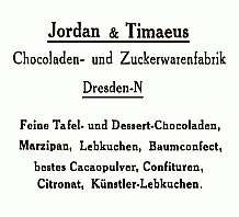 Jordan & Timaeus, Schokolade u. Süßwaren